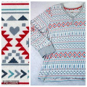 CUDDL DUDS Womens XXL Nordic Fair Isle Hearts Long Sleeve Soft Cozy Top Shirt